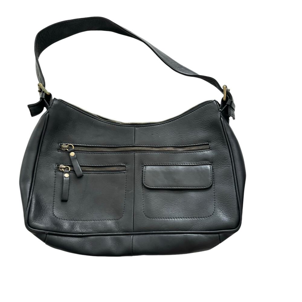 HOBO INTERNATIONAL BLACK LEATHER SHOULDER BAG CASUAL CLASSIC 13"x 8" - Picture 12 of 12